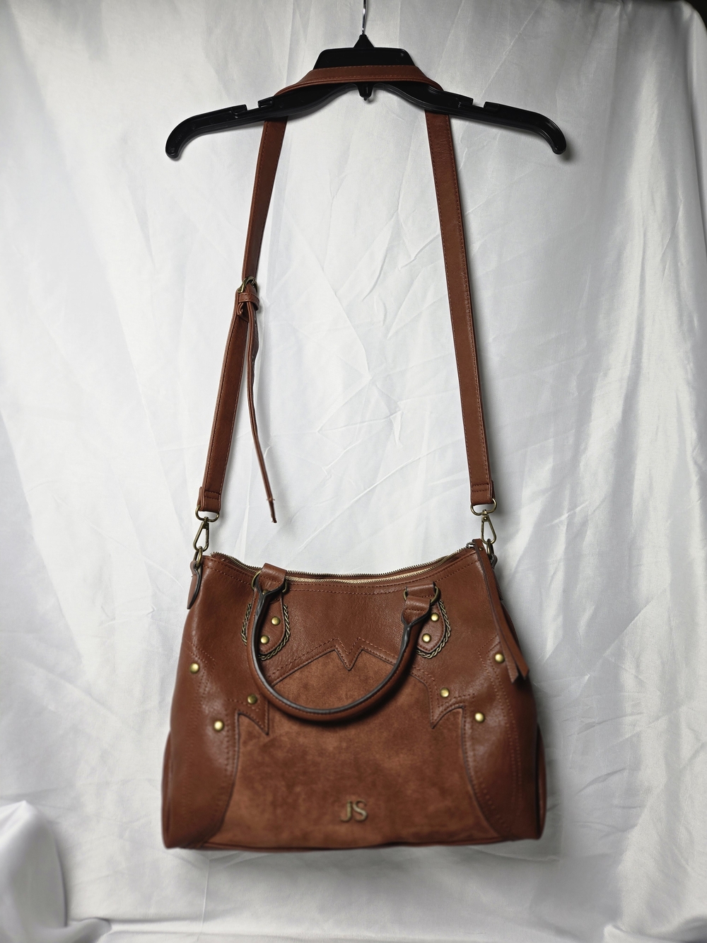Jessica Simpson Women’s Brown Satchel Top Handle Zip Detachable Strap